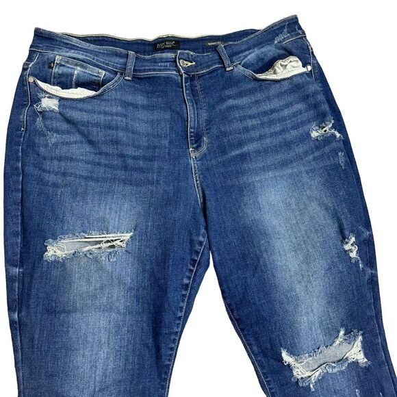 Judy Blue Plus Size 24W Mid Rise‎ Raw Hem Destroyed Skinny Jeans - Picture 2 of 9